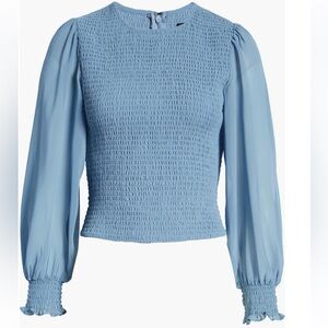 Nordstrom Powder Blue Smocked Blouse